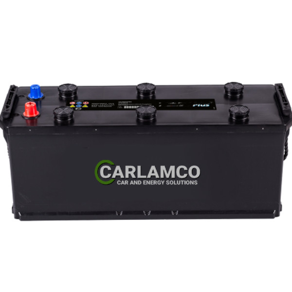 CARLAMCO Heavy Duty Battery With Hold Down 140AH Right + Heavy Duty Truck Batteries
