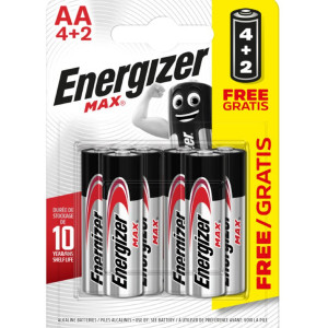 ENERGIZER® MAX Alkaline Batteries AA 1.5V, 4pcs + 2 FREE Disposable Βatteries