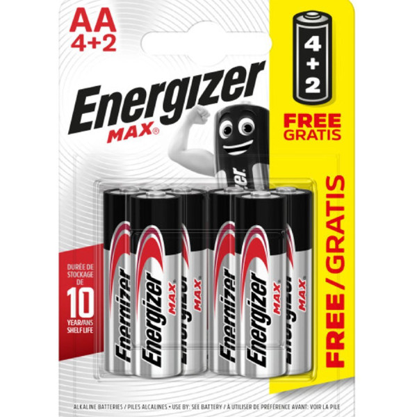 ENERGIZER® MAX Αλκαλικές Μπαταρίες AA 1.5V, 4τμχ + 2 ΔΩΡΟ  Μπαταρίες Μικροσυσκευών /Οικιακής Χρήσης