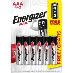 ENERGIZER® MAX Αλκαλικές Μπαταρίες AAA 1.5V, 4τμχ + 2 ΔΩΡΟ  Μπαταρίες Μικροσυσκευών /Οικιακής Χρήσης
