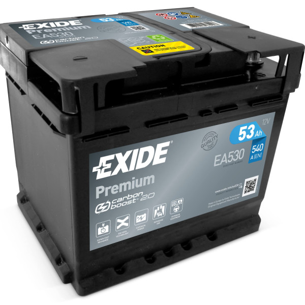 EXIDE Battery Premium EA530 53AH 540EN, Right - Closed Type Passenger Car Batteries