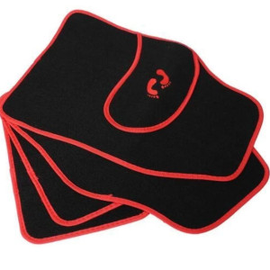 UNIVERSAL Anti-slip Carpet Car Mats with Pattern - Set 4 pcs (red) Accessories