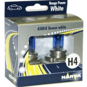 NARVA Λάμπα Αλογόνου Range Power White H4 για Μεγάλα Φώτα 4500K 12V, 100/90W - 48688 (2τμχ) Λυχνίες Εξωτερικού Φωτισμού