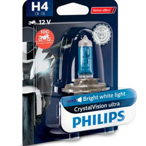 PHILIPS Motocycle Bulb H4 CRYSTAL VISION ULTRA 12V 60/55W 4300K, 12342CVUBW  - 1pc Outdoor Lighting Lamps