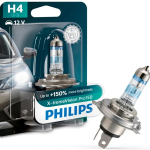PHILIPS HeadLight Bulb H4 X-TREME VISION 150% 12V 60/55W, 12342XVPB1 - 1 pc Outdoor Lighting Lamps