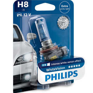 PHILIPS HeadLight Bulbs H8 WHITE VISION 12V 35W 4300K, 12360WHVB1​ - Set 2pcs Outdoor Lighting Lamps