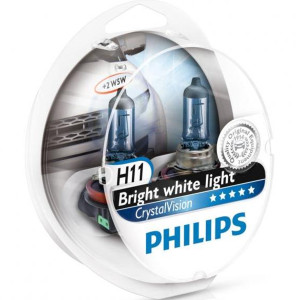 PHILIPS Λάμπες για Μεγάλα Φώτα H11 CRYSTAL VISION +2xW5W 12V 60/55W 4300K, 12362CVSM - Σετ 2τμχ Λυχνίες Εξωτερικού Φωτισμού