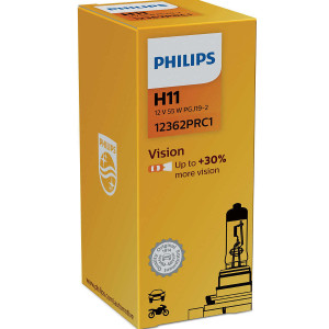 PHILIPS HeadLight Bulb H11 VISION +30% 12V 55W, 12362PRC1 - 1pc Outdoor Lighting Lamps