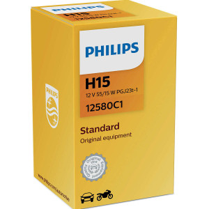 PHILIPS HeadLight Bulb H15 Standard 12V 55/15W, 12580C1 - 1pc Outdoor Lighting Lamps