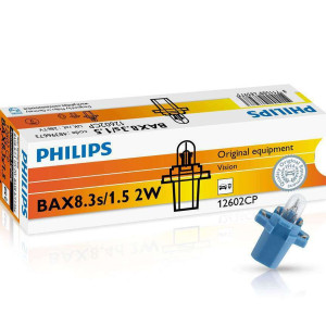 PHILIPS Λυχνία Πίνακα Οργάνων BAX8.3s/1.5 12V 2W Μπλε- 12602CP (1τμχ) Λυχνίες Εσωτερικού Φωτισμού 