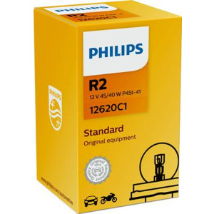 PHILIPS HeadLight Bulb R2 Standard 12V 45/40W, 12620C1 - 1pc Outdoor Lighting Lamps