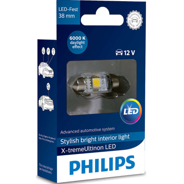 PHILIPS X-Treme Ultinon LED - Fest C5W 6000K 38mm 12V 1W - 128596000KX1 (1pc) LED Lights