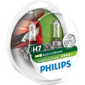 PHILIPS HeadLight Bulbs H7 LongLife EcoVision DUO 12V 55W, 12972LLECOS2 - Set 2pcs Outdoor Lighting Lamps