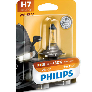 PHILIPS HeadLight Bulb H7 VISION 12V 55W, 12972PRB1 - 1pc Outdoor Lighting Lamps