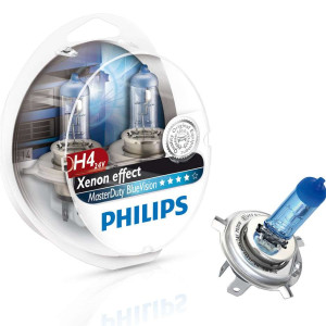 PHILIPS Λάμπες για Μεγάλα Φώτα H4 MasterDuty Blue Vision 24V 75/70W, 13342MDBVS2 - Σετ 2τμχ Λυχνίες Εξωτερικού Φωτισμού