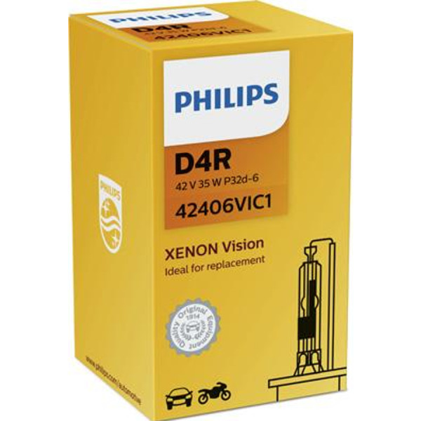 PHILIPS HeadLight Bulb Xenon D4R Vision 42V 35W [Projector], 42406VIC1 - 1pc Outdoor Lighting Lamps