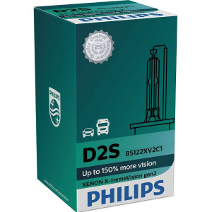 PHILIPS HeadLight Bulb Xenon D2S X-Treme Vision Gen2 +150% 85V 35W, 85122XV2C1 - 1pc Outdoor Lighting Lamps