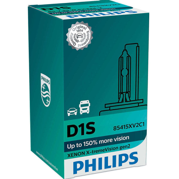 PHILIPS HeadLight Bulb Xenon D1S X-Treme Vision 85V 35W Gen2 +150% 4800K, 85415XV2C1 - 1pc Outdoor Lighting Lamps