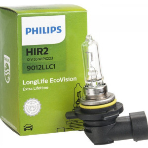 PHILIPS HeadLight Bulb HIR2 LongLife EcoVision 12V 55W, 9012LLC1 - 1pc Outdoor Lighting Lamps