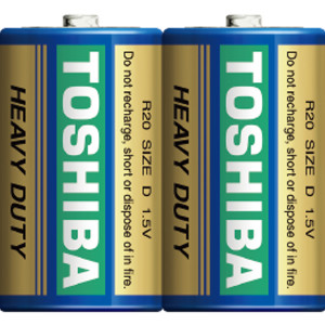 TOSHIBA Economy Line Heavy Duty Carbon Zinc Batteries D 1.5V, 2pcs (R20 KG-SL(B) SP2TC) Disposable Βatteries