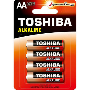 TOSHIBA Red Alkaline Αλκαλικές Μπαταρίες AA 1.5V, 4τμχ (LR6GCA BP-4C) Μπαταρίες Μικροσυσκευών /Οικιακής Χρήσης