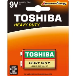 TOSHIBA Heavy Duty Carbon Zinc Battery 9V, 1pc (6F22KGG BP-1UJ SS) Disposable Βatteries