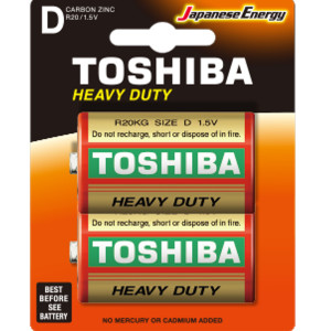 TOSHIBA Heavy Duty Carbon Zinc Batteries D 1.5V, 2pcs (R20KG BP-2TGTE SS​) Disposable Βatteries
