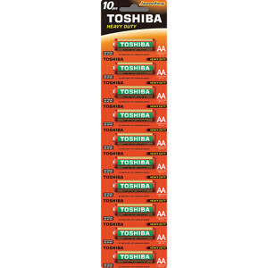 TOSHIBA Heavy Duty Carbon Zinc Batteries AA 1.5V, 10pcs (R6KG BP 1x10 C) Disposable Βatteries