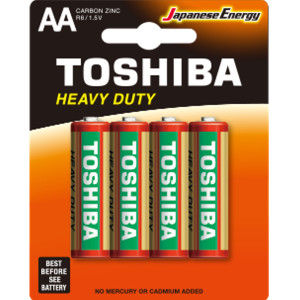TOSHIBA Heavy Duty Carbon Zinc Batteries AA 1.5V, 4pcs Blister (R6KG BP-4 TG SS-F) Disposable Βatteries