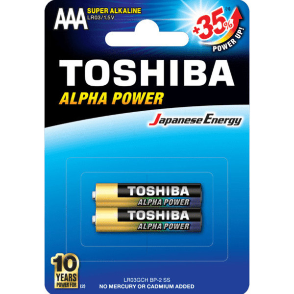 TOSHIBA Alpha Power Alkaline Batteries AAA 1.5V, 2pcs (LR03GCH BP-2) Disposable Βatteries