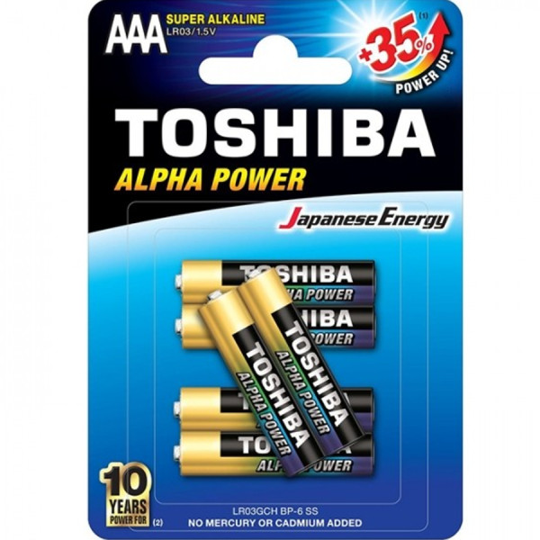TOSHIBA Alpha Power Alkaline Batteries AAA 1.5V, 6pcs (LR03GCH BP-6) Disposable Βatteries