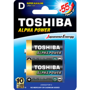 TOSHIBA Alpha Power Αλκαλικές Μπαταρίες D 1.5V, 2τμχ (LR20GCH BP-2​) Μπαταρίες Μικροσυσκευών /Οικιακής Χρήσης