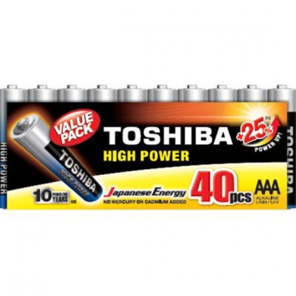 TOSHIBA VALUE PACK High Power Alkaline Batteries AA 1.5V, 40pcs (LR6GCP MP-40) Disposable Βatteries