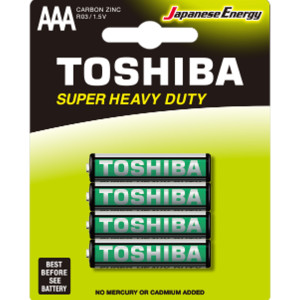 TOSHIBA Super Heavy Duty Alkaline Batteries AA 1.5V, 4pcs (R03UG BP-4TGTE SS​) Disposable Βatteries