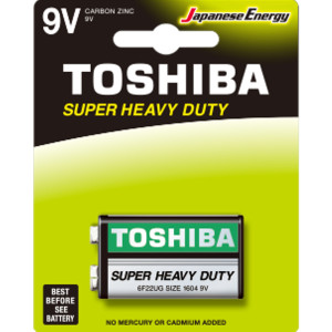 TOSHIBA Super Heavy Duty Αλκαλική Μπαταρία 9V, 1τμχ (6F22UGG BP-1) Μπαταρίες Μικροσυσκευών /Οικιακής Χρήσης