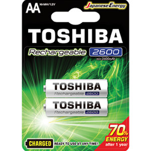 TOSHIBA Rechargeable Batteries ΑΑ Ni-MH 2600mAh 1.2V, 2pcs (TNH-6GAE BP-2C) Disposable Βatteries