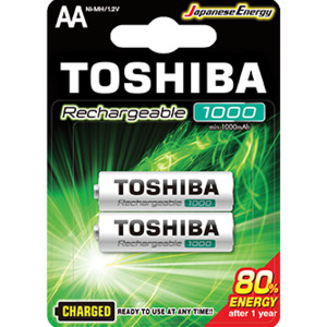 TOSHIBA Rechargeable Batteries ΑΑ Ni-MH 1000mAh 1.2V, 2pcs (TNH-6GLE BP-2C) Disposable Βatteries