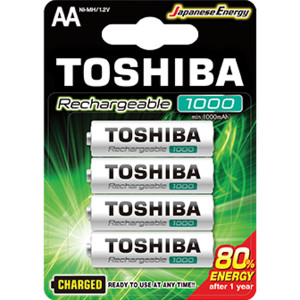 TOSHIBA Eπαναφορτιζόμενες Μπαταρίες ΑΑ Ni-MH 1000mAh 1.2V, 4τμχ (TNH-6GLE BP-4C) Μπαταρίες Μικροσυσκευών /Οικιακής Χρήσης
