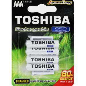 TOSHIBA Eπαναφορτιζόμενες Μπαταρίες ΑΑA Ni-MH 950mAh 1.2V, 4τμχ (THN-03GAE BP-4C)