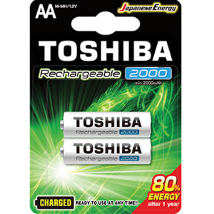 TOSHIBA Eπαναφορτιζόμενες Μπαταρίες ΑΑ Ni-MH 2000mAh 1.2V, 2τμχ (TNH-6GME BP-2C)
