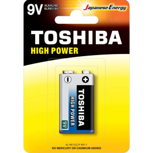 TOSHIBA High Power Αλκαλική Μπαταρία 9V, 1τμχ (6LR61) Μπαταρίες Μικροσυσκευών /Οικιακής Χρήσης