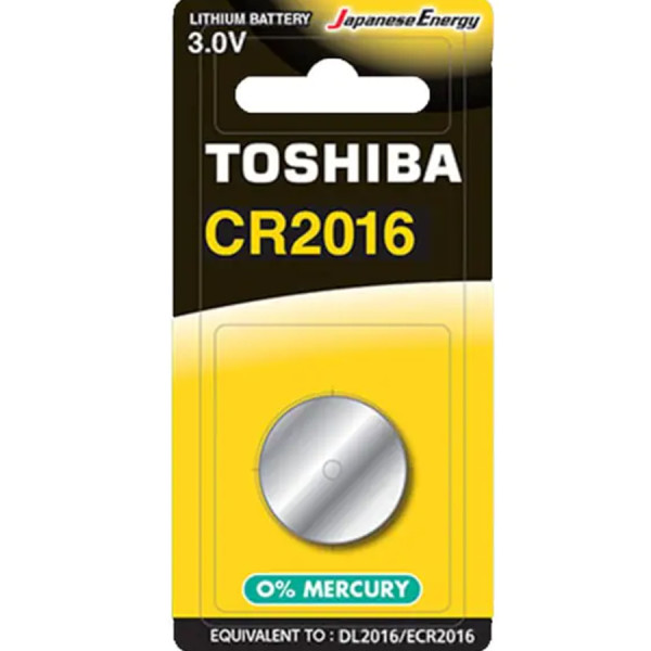 TOSHIBA Lithium Battery CR2016 3V, 1pc (CR2016 CP-1C) Disposable Βatteries