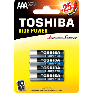 TOSHIBA High Power Αλκαλικές Μπαταρίες AAA 1.5V, 4τμχ Μπαταρίες Μικροσυσκευών /Οικιακής Χρήσης