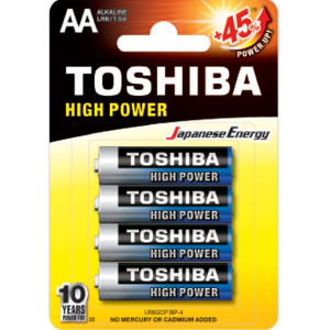 TOSHIBA High Power Αλκαλικές Μπαταρίες AA 1.5V, 4τμχ Μπαταρίες Μικροσυσκευών /Οικιακής Χρήσης