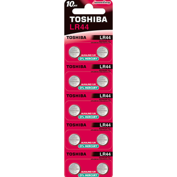 TOSHIBA Alkaline Battery LR44, 10pcs (LR44 BP-10C) Disposable Βatteries