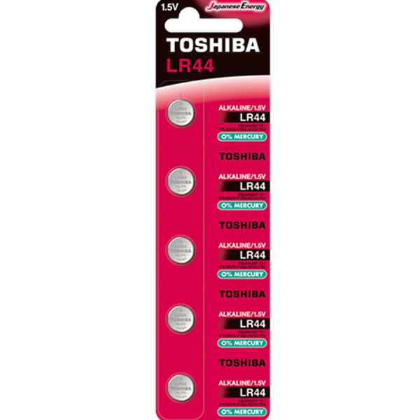 TOSHIBA Alkaline Battery LR44, 5pcs (LR44 BP-5C) Disposable Βatteries