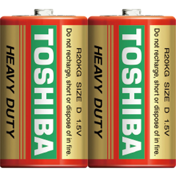 TOSHIBA Heavy Duty Carbon Zinc Batteries D 1.5V, 2pcs (R20KG SP-2TGTE​) Disposable Βatteries