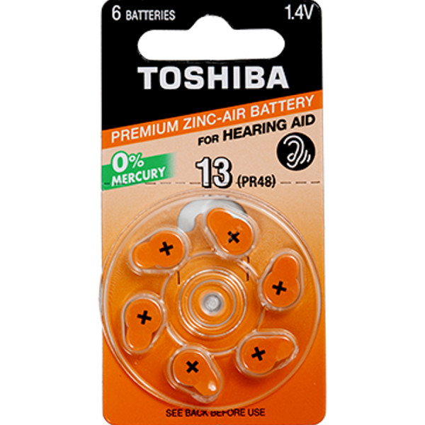 TOSHIBA Hearing Aid Batteries 13 1.4V 6pcs (PR48 NE DP-6) Disposable Βatteries