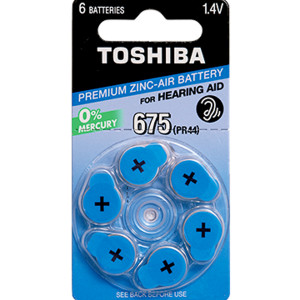 TOSHIBA Hearing Aid Batteries 675 1.4V 6pcs (PR44 NE DP-6) Disposable Βatteries