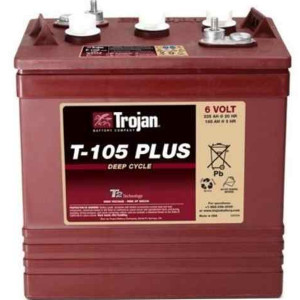 TROJAN Battery T-105 Deep Cycle 6V 225AH - Open Type  Marine Batteries